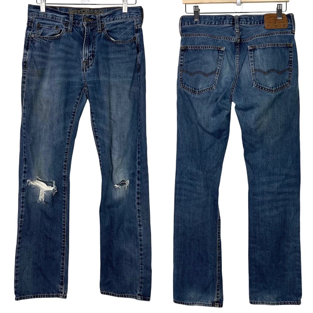 American Eagle Men's Original Straight Size 29 Distressed Denim Jeans